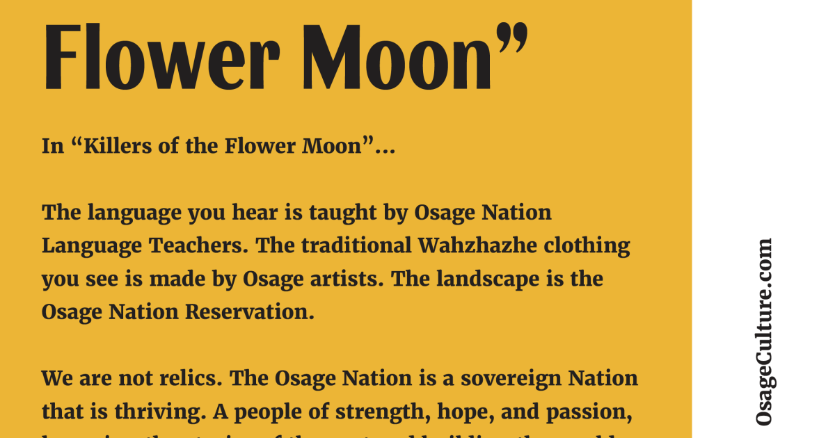 Osage Nation on "Killers of the Flower Moon" Osage Nation